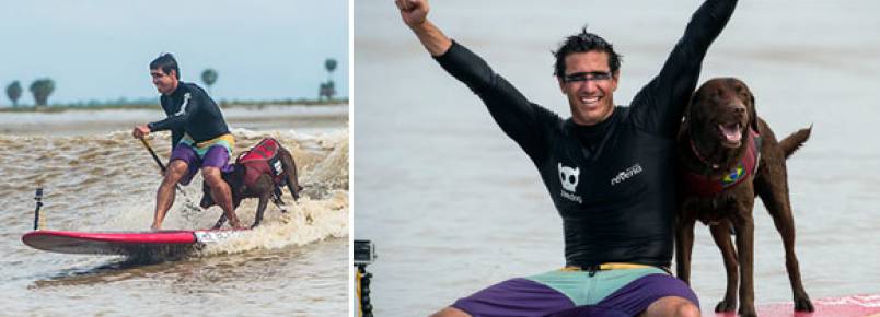 Surfista brasileiro e seu cachorro batem recorde mundial de Stand Up Paddle